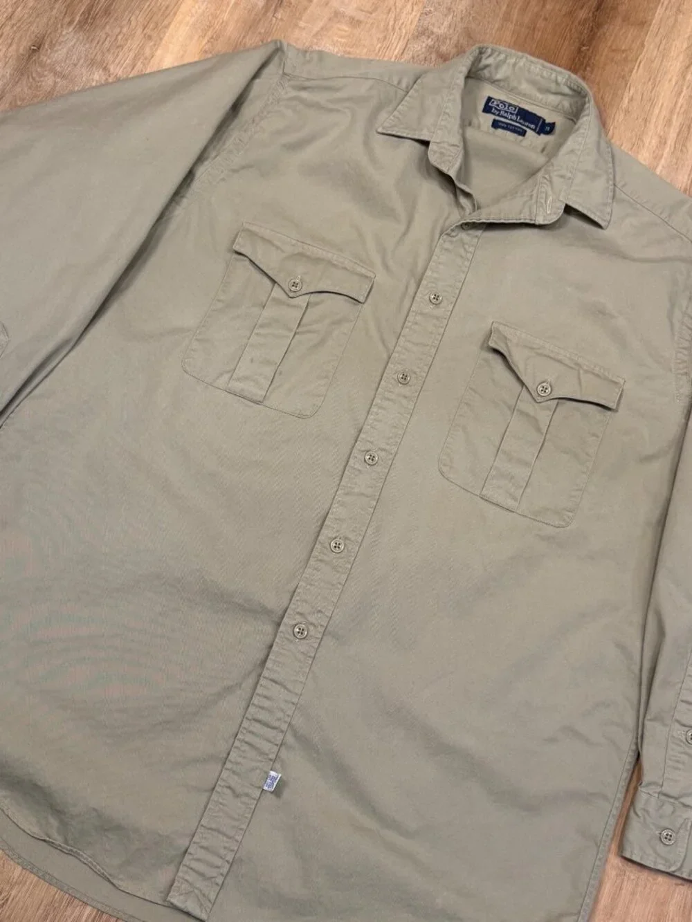 90s Polo Ralph Lauren Safari Key West Fishing Button Down Shirt Mens Medium Beig